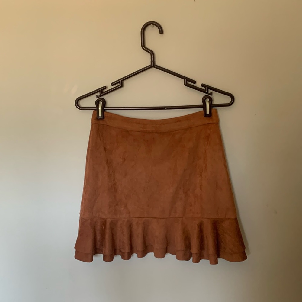 Brown Suede Mini Skirt